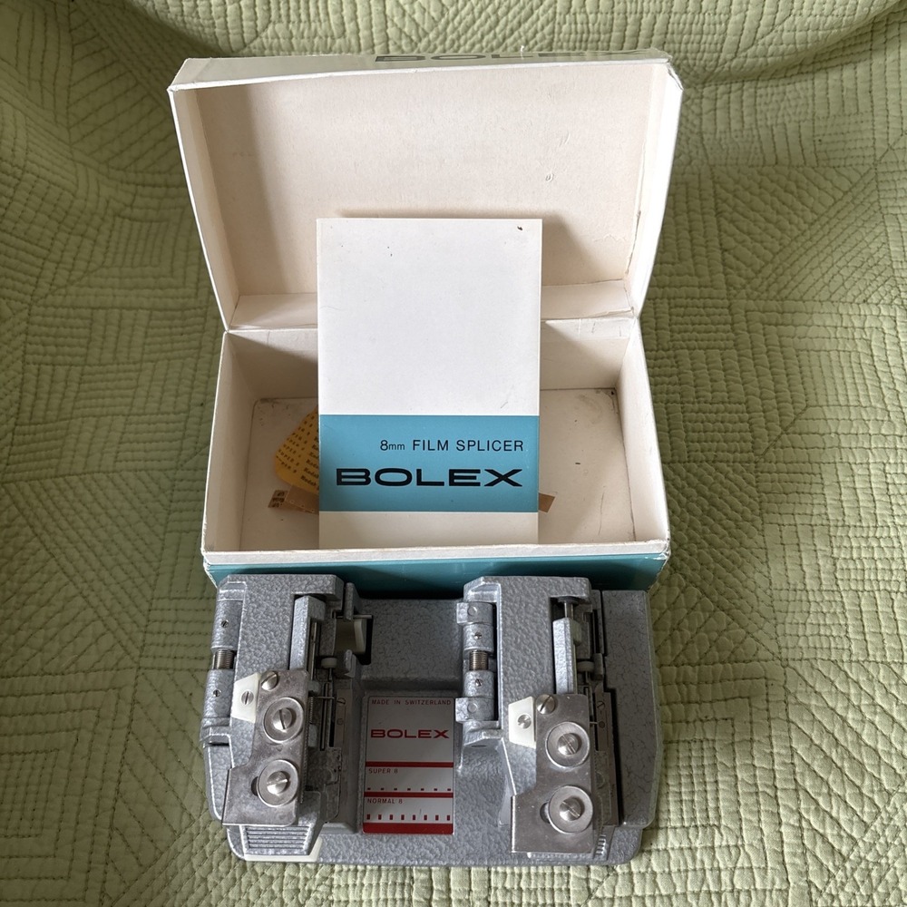 Vintage Bolex 8mm Super 8 Film Splicer Switzerland Box With Instruction Book